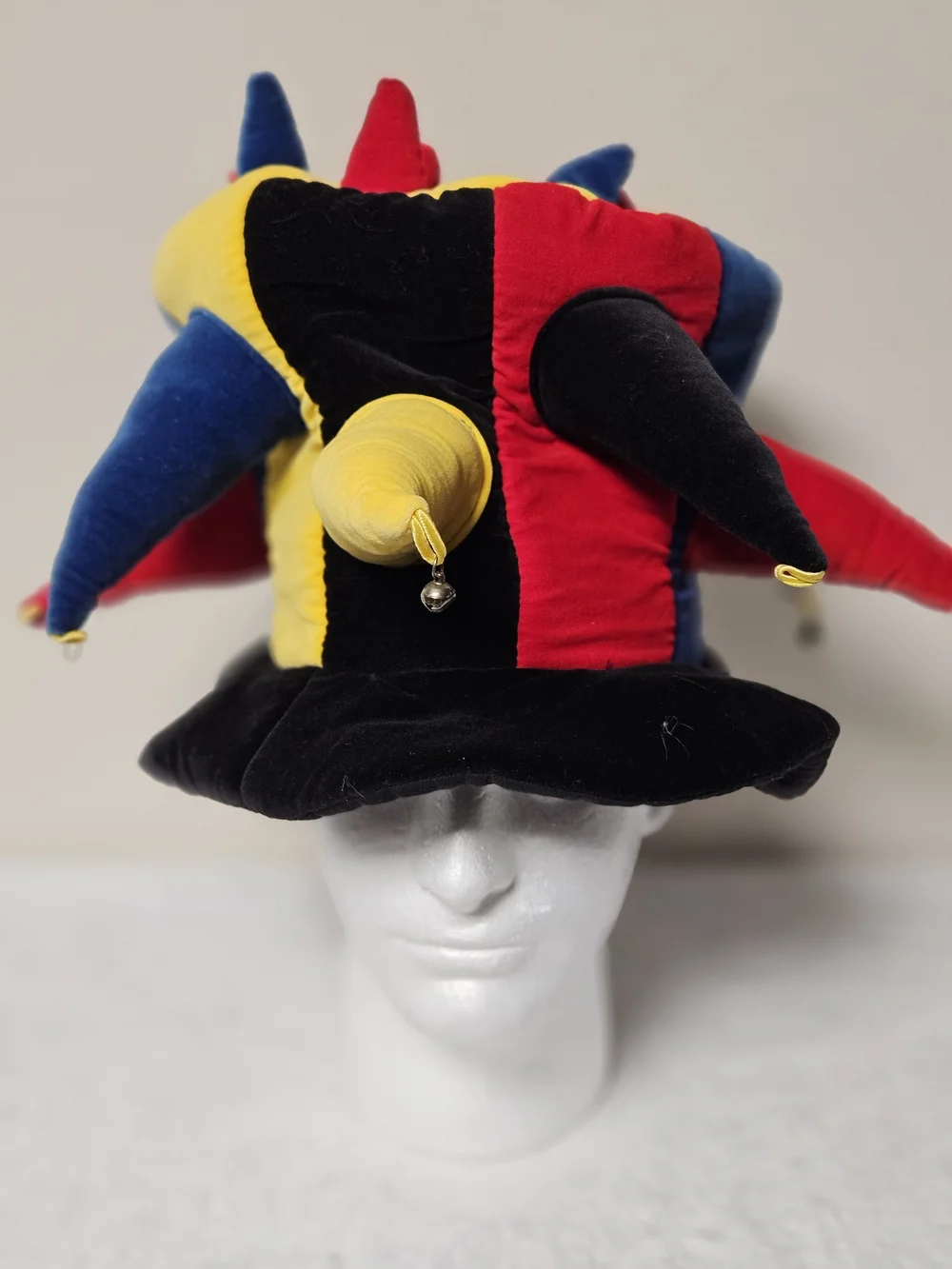 Multicolor Jester Hat for Adult Red Blue Yellow Black Missing 4 Bells